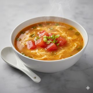 Sopa de huevo y tomate