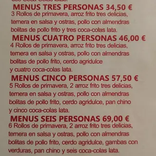 Menú Para 4 Personas