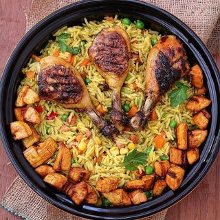 Fried Rice, Plantain and Chicken
