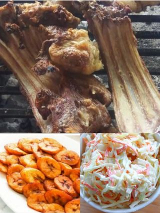 Grilled Goat Ribs With Fried Plantain