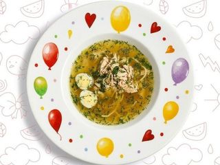 Курячий бульйон з локшиною та перепелиним яйцем (300g)