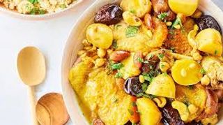 Tajine de pollo con cebolla a la miel