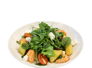 Салат с запеченной семгой и соусом чимичурри