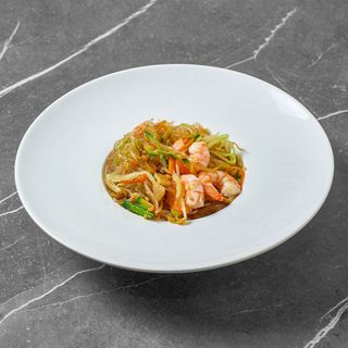 Spaghetti di soia con gamberi