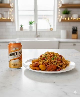 Spaghetti + Plantain + Beef + NB drink