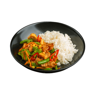 Курка в кисло-солод соусі з рисом(дост)