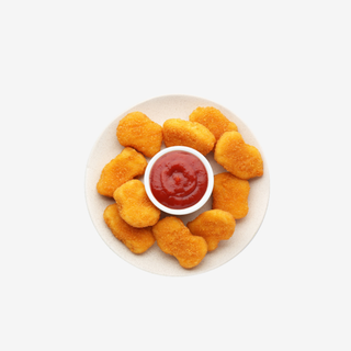 Nuggets de pui , cartofi , salata și suc