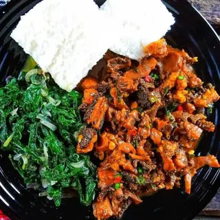 Matumbo wet fry with Ugali