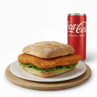 Panino con cotoletta di pollo + Lattina Coca-Cola