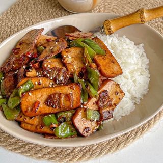 unico toufu essicato e verdure(vegana) 什锦豆腐干盖饭