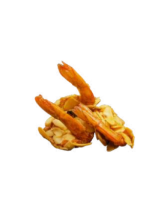 Gamberi in crosta di mandorle