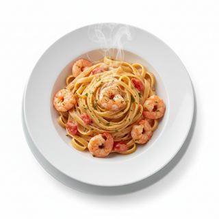 Tagliatelle cu creveti si sos roze