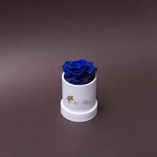 Trandafir criogenat albastru în mini-cutie albă