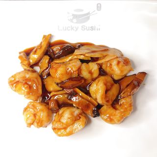 88. Gamberi con bambù funghi