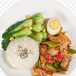 Pancetta piccante con riso bianco