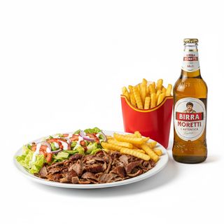 Piatto kebab piccolo & patatine piccole + Moretti 66 cl