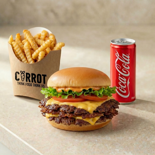 Triple Smash Burger + frites + Boissons.