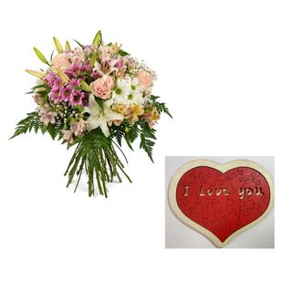RAMO VARIADO COLORES PASTEL  CON CORAZÓN PUZZLE