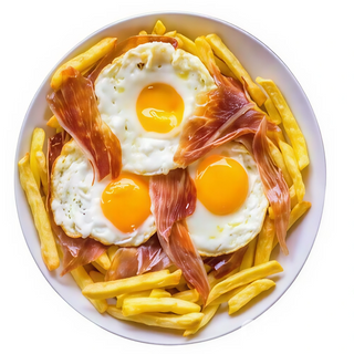 Huevos rotos con jamón