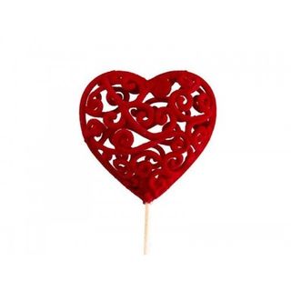 Pick corazón romántico rojo (8 cm.) 