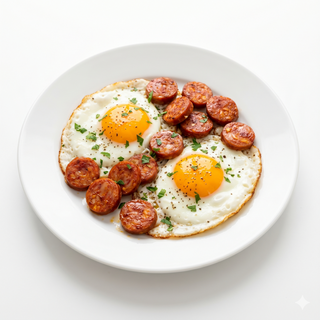 Huevos rotos con chorizo