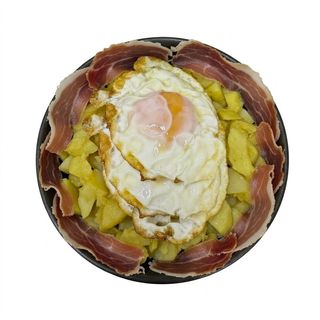 Patatas A Lo Pobre Con Huevo Frito Y Jamón Duroc
