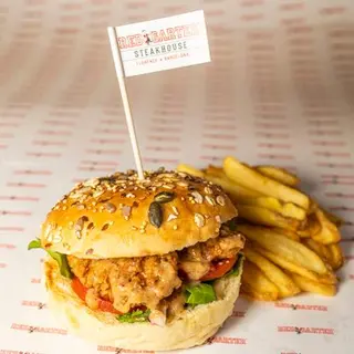Hamburguesa De Pollo Frito + Patatas