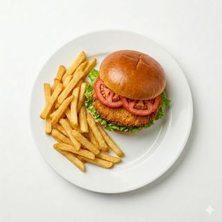 Hamburguesa De Pollo (2 Uds.), Patatas, Ensalada