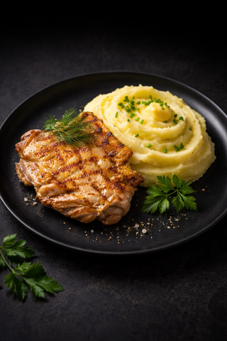 Meniu pulpa de pui dezoasata cu piure si bautura la alegere600g