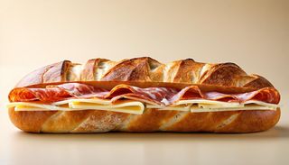 Panino con salame piccante e 4 formaggi