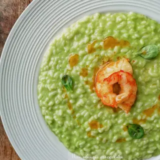 Risotto al pesto gamberi