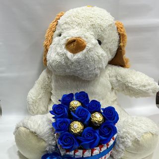 Coração kinder azul com ursinho