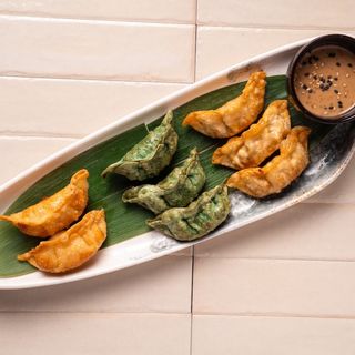 Mixed Gyozas With Peanut Sesame Dressing