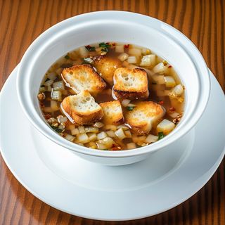 Onion Soup Served With Croutons