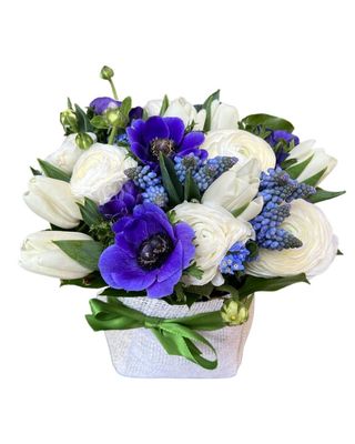 Sachettino juta bianco e blu medio 