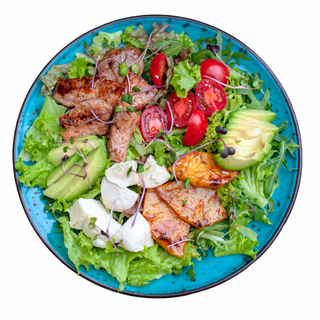 САЛАТ ЗІ СВИНИНОЮ-ТЕРІЯКІ ТА ГРИЛЬОВАНИМ АНАНАСОМ (390г)