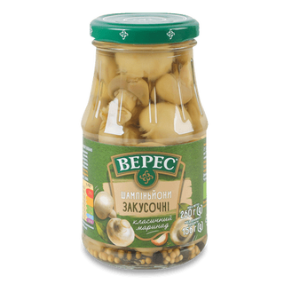 Гриби печериці Верес закусочні мариновані (260г)