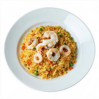 Arroz japonés frito con langostinos