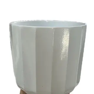 Vaso decorativo médio branco com riscas 