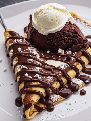 Crepe con Chocolate y Bola de Helado