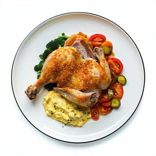 Pollo panato arrosto con contorni