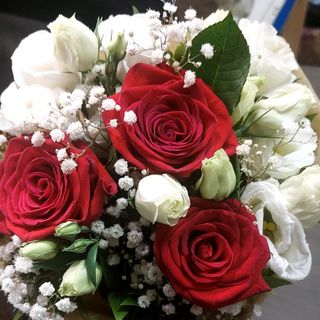 Rosa rosso lisianthus bianco un po' di bellino