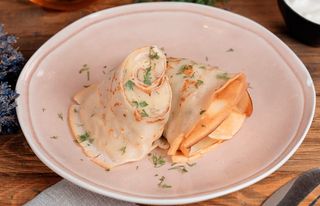 კრეპი კარტოფილის პირეთი, სოკოთი და არაჟნით