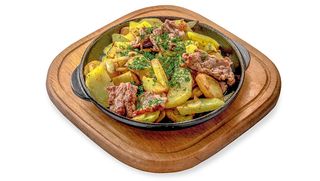 Картопля смажена на пательні зі свининою та грудинкою (300г)