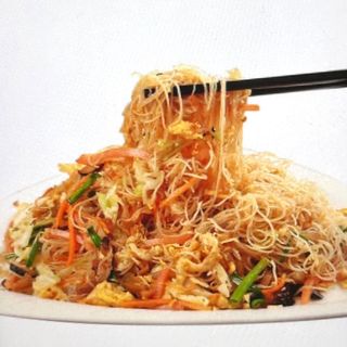 fideos de arroz con gambas