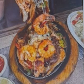 Parrilla mexicana de fajitas de langostinos