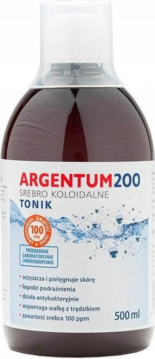 Argentum 200 Srebro koloidalne tonik 100PPM 500ml Aura Herbals