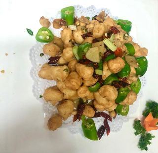 Crispy Baby-Corn With Sichuan Chilli and G-nuts