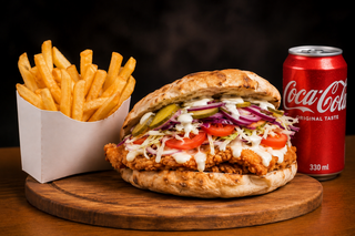 Doner cu snitel + cartofi + cola