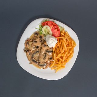 Natur šnicla sa gljivama velika porcija